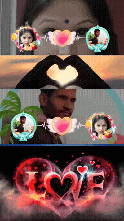 Man And Woman Making Heart Hands With Love GIF