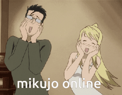 Man And Woman Next To Mikujo Online GIF