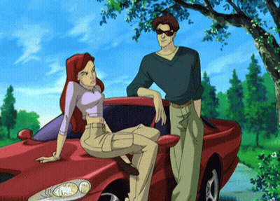 Man And Woman Next To Red Car GIF