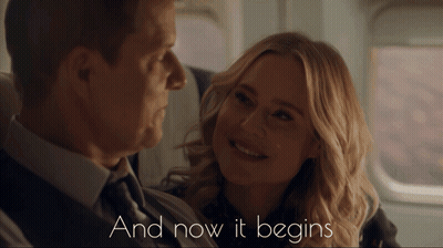 Man And Woman On Airplane Saying And Now It Begins GIF