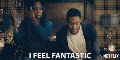 Man And Woman On Bed Saying I Feel Fantastic GIF