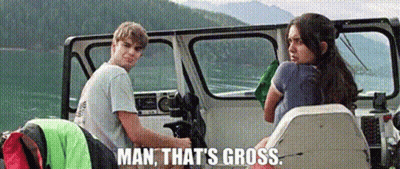 Man And Woman On Boat Saying That's Gross GIF