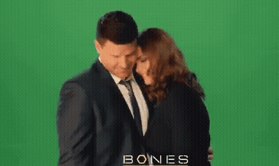Man And Woman On Green Screen Bones GIF
