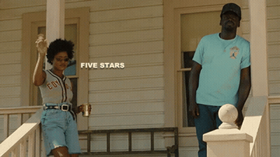Man And Woman On Porch With Five Stars GIF