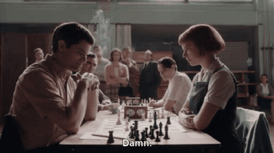 Man And Woman Playing Chess Woman Says Damn GIF