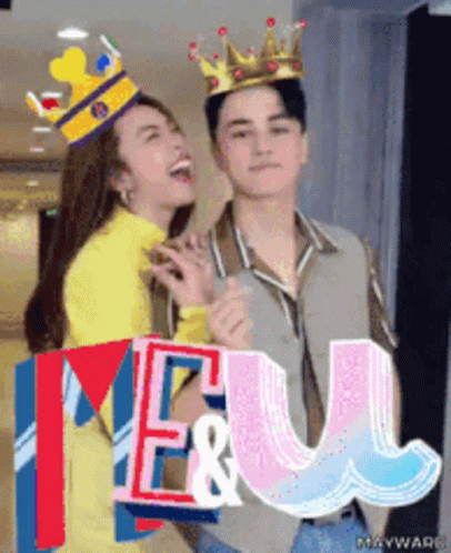 Man And Woman Posing For Picture Me & U GIF
