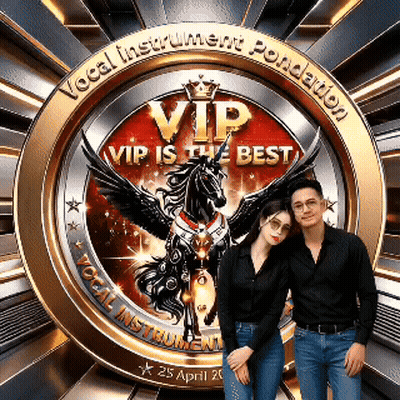 Man And Woman Posing In Front Of VIP Logo GIF