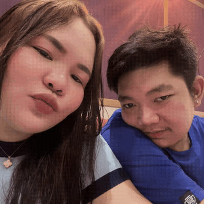 Man And Woman Posing, Man In Blue Shirt With Vans GIF