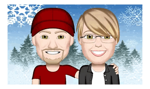 Man And Woman Posing With Snowflakes Sticker