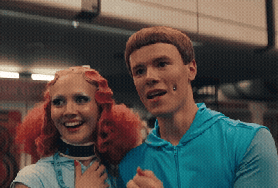 Man And Woman Posing Woman With Red Hair GIF