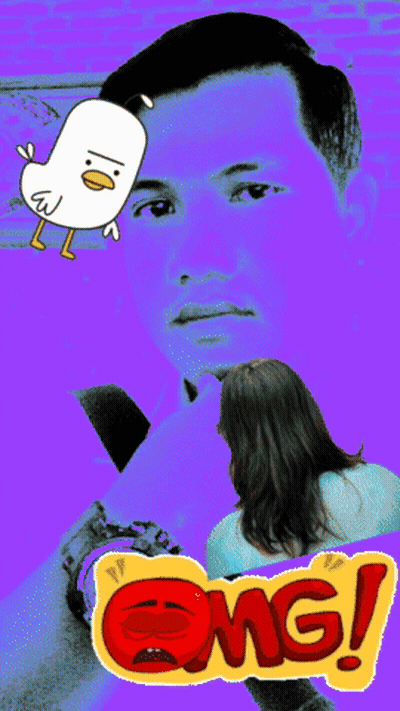 Man And Woman Poster Saying OMG GIF