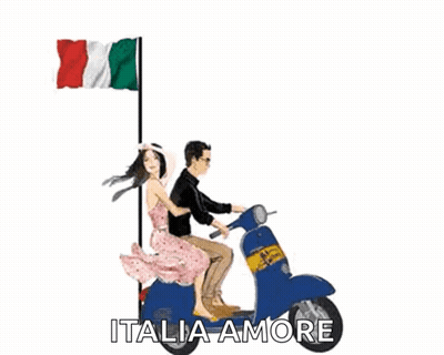 Man And Woman Riding Scooter Italia Amore GIF