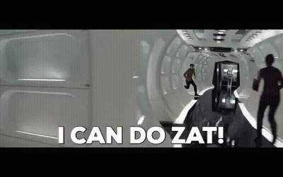 Man And Woman Running In Hallway Woman Says I Can Do Zat GIF