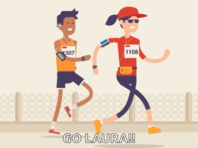 Man And Woman Running In Race Woman Wearing 1108 GIF