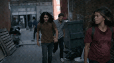 Man And Woman Running Saying Come On GIF