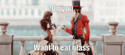 Man And Woman Saying Do You Want To Eat Glass GIF