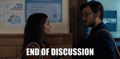 Man And Woman Saying End Of Discussion GIF