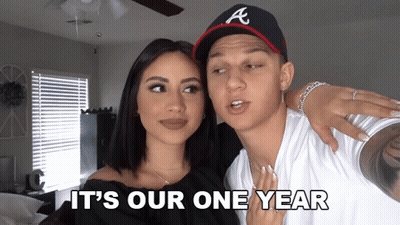 Man And Woman Saying It's Our One Year GIF