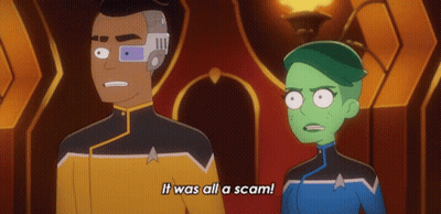 Man And Woman Saying It Was All A Scam GIF
