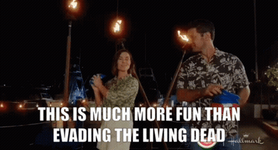 Man And Woman Saying This Is Much More Fun Than Evolving The Living Dead GIF