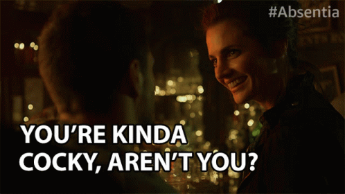 Man And Woman Saying You're Kinda Cocky Aren't You GIF