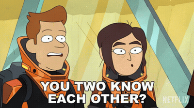 Man And Woman Saying You Two Know Each Other On Netflix GIF