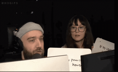 Man And Woman Sitting At Computer Saying At My House GIF