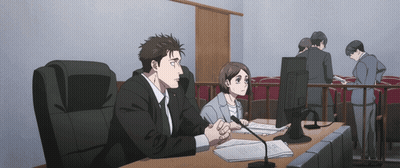 Man And Woman Sitting At Desk With Computer GIF