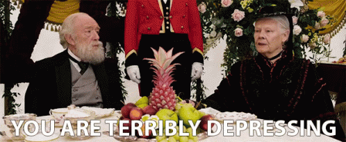 Man And Woman Sitting At Table With You Are Terribly Depressing GIF