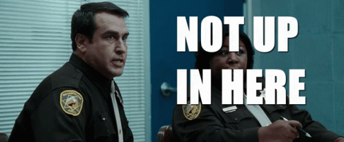 Man And Woman Sitting By Not Up In Here Door GIF