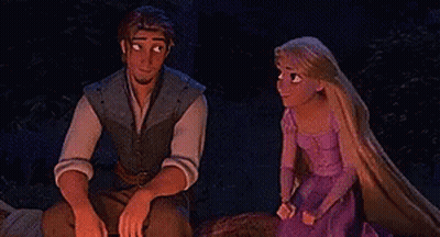 Man And Woman Sitting In Dark Forest GIF