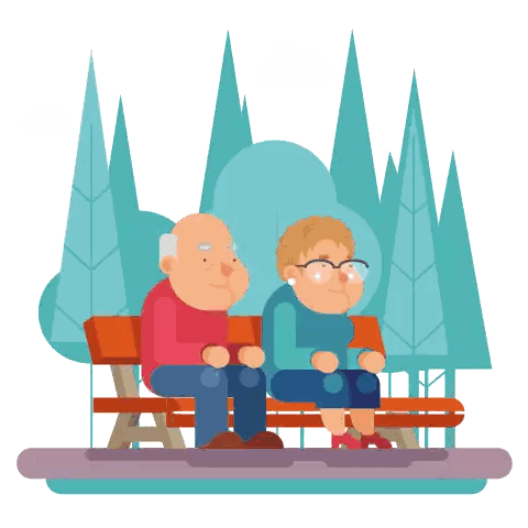 Man And Woman Sitting On Bench In Park Sticker