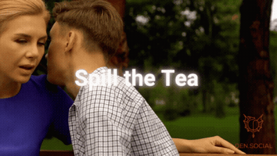 Man And Woman Sitting On Bench Spill The Tea GIF