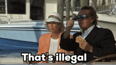 Man And Woman Sitting On Boat Man Holding Sandwich Woman Saying That's Illegal GIF