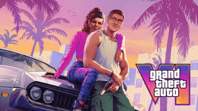 Man And Woman Sitting On Car Hood In Grand Theft Auto GIF