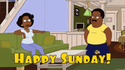 Man And Woman Sitting On Couch Happy Sunday Yellow GIF