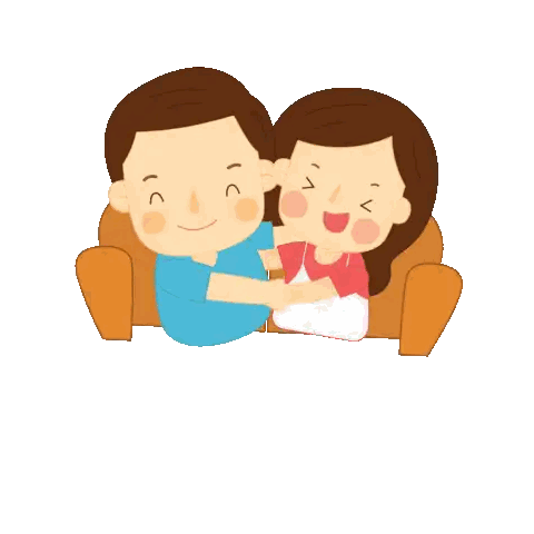 Man And Woman Sitting On Couch Quality Time Sticker