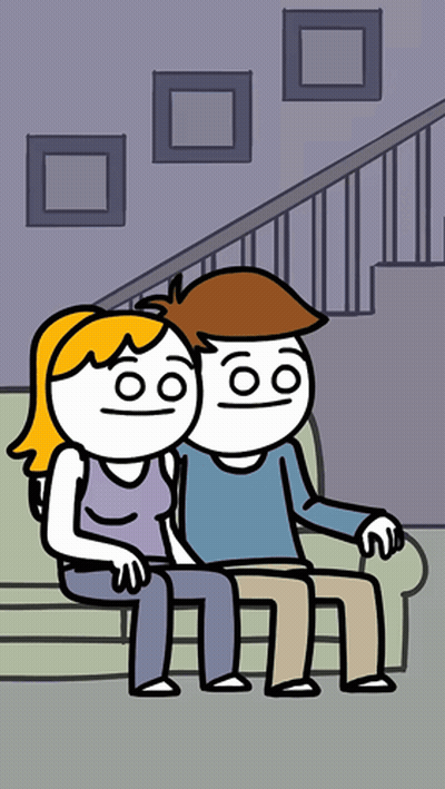 Man And Woman Sitting On Couch GIF