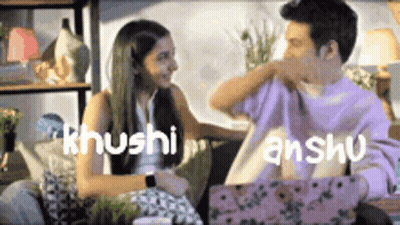 Man And Woman Sitting On Couch With Khushi And Anshu GIF