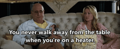 Man And Woman Sitting On Couch With Quote You Never Walk Away GIF