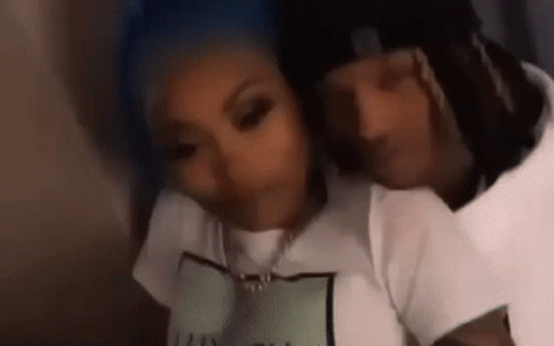 Man And Woman Sitting Together Woman With Blue Hair GIF