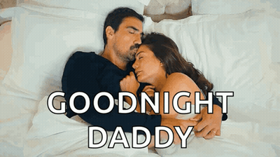 Man And Woman Sleeping With Goodnight Daddy GIF
