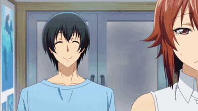 Man And Woman Smiling In Anime Scene GIF