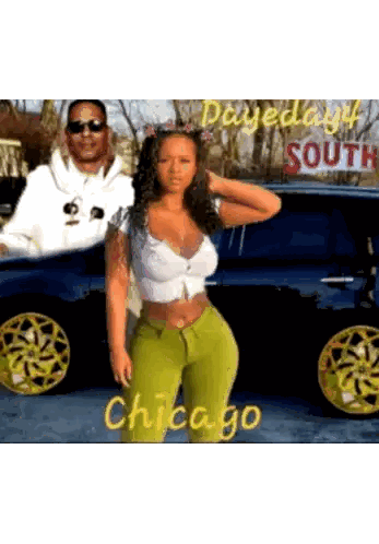 Man And Woman Standing By Car Saying Dayeday4 South Sticker