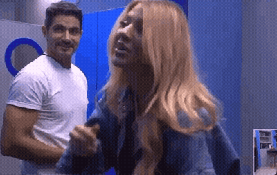 Man And Woman Standing In Bathroom GIF