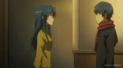 Man And Woman Standing In Dark Room GIF
