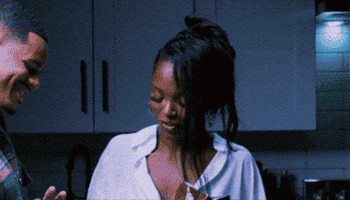 Man And Woman Standing In Kitchen GIF