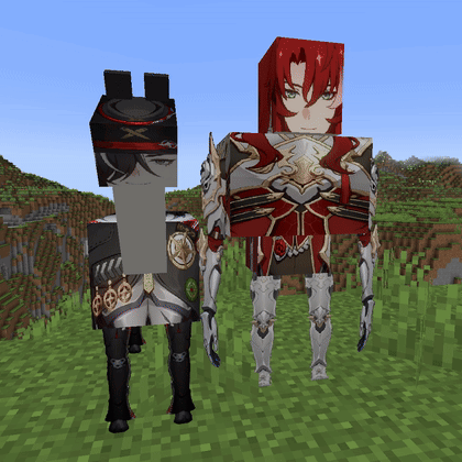 Man And Woman Standing In Minecraft GIF