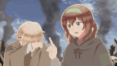 Man And Woman Standing In Smoke Filled Sky GIF
