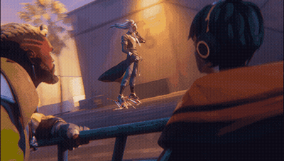 Man And Woman Standing In Video Game Scene GIF